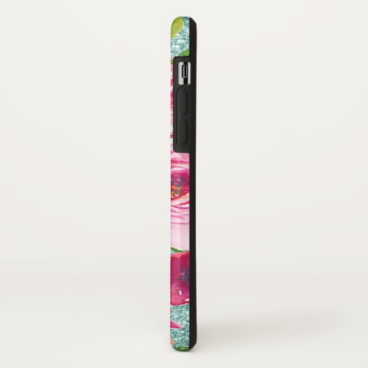 Waterverf Rozen in Roze en Cream Aqua Glitter Case-Mate iPhone Case (Achterkant/links)