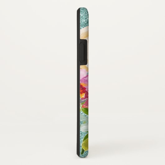 Waterverf Rozen in Roze en Cream Aqua Glitter Case-Mate iPhone Case (Achterkant/rechts)