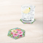 Waterverf Rozen in Roze en Cream Aqua Glitter Kartonnen Onderzetters (Insitu)