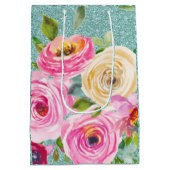 Waterverf Rozen in Roze en Cream Aqua Glitter Medium Cadeauzakje (Achterkant)
