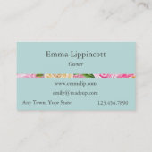 Waterverf Rozen in Roze en Cream Aqua Glitter Visitekaartje (Achterkant)