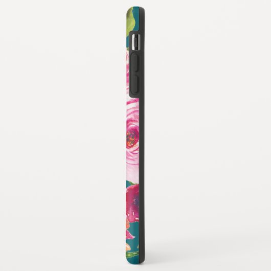 Waterverf Rozen in roze en crème op Blauwgroen Case-Mate iPhone Case (Achterkant/links)