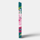 Waterverf Rozen in roze en crème op Blauwgroen Case-Mate iPhone Case (Achterkant / Links)