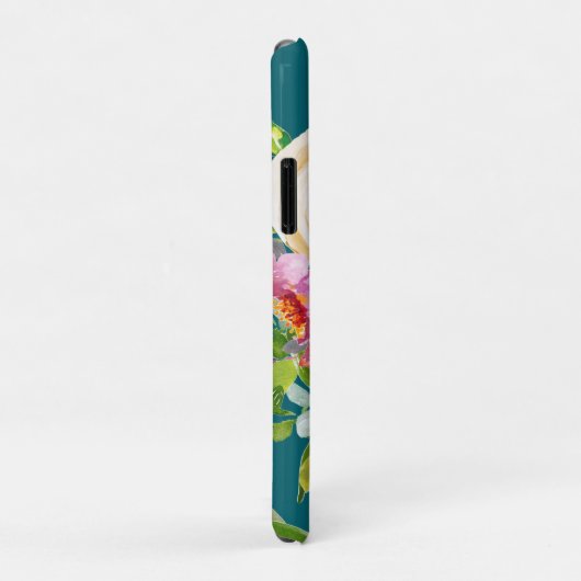 Waterverf Rozen in roze en crème op Blauwgroen Case-Mate iPhone Case (Achterkant/rechts)