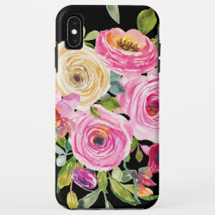 Waterverf Rozen in roze en crème op zwart Case-Mate iPhone Case