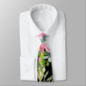 Waterverf Rozen in roze en crème op zwart Stropdas (Gebonden)