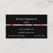 Waterverf Rozen in roze en crème op zwart Visitekaartje (Achterkant)