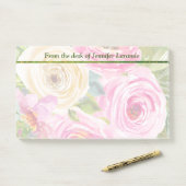 Waterverf Rozen in roze en crème Post-it® Notes (Op bureau)