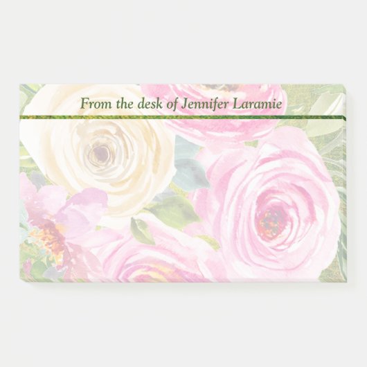 Waterverf Rozen in roze en crème Post-it® Notes (Voorkant)