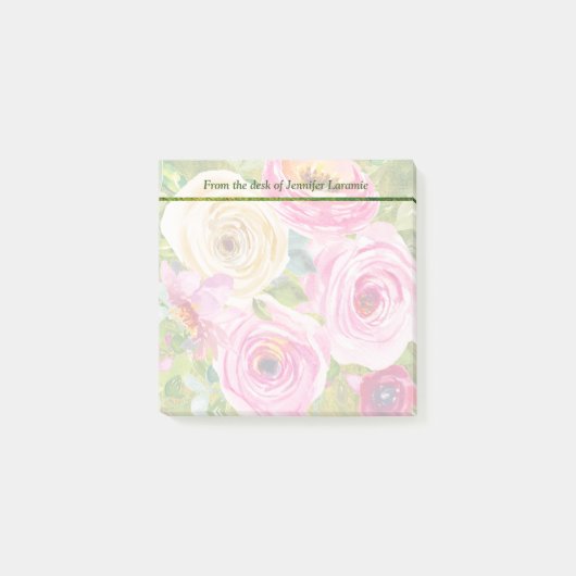Waterverf Rozen in roze en crème Post-it® Notes (Voorkant)