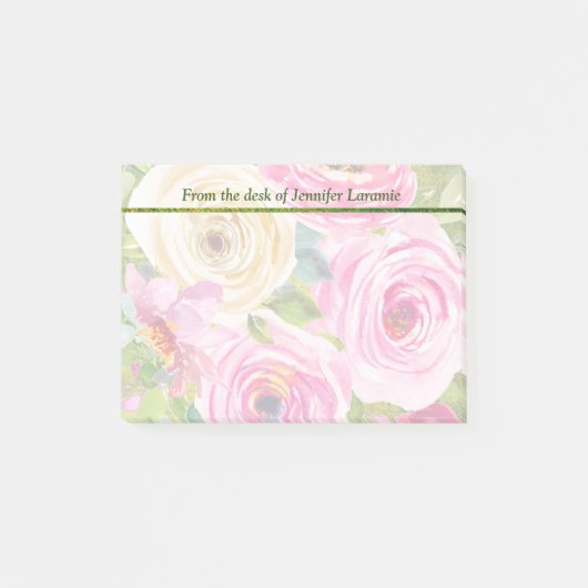 Waterverf Rozen in roze en crème Post-it® Notes (Voorkant)