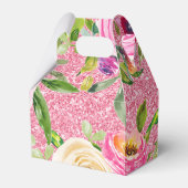 Waterverf Rozen in roze en roomroze glitter Bedankdoosjes (Achterkant)