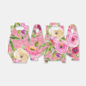 Waterverf Rozen in roze en roomroze glitter Bedankdoosjes (Uitgevouwen)