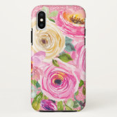 Waterverf Rozen in roze en roomroze glitter Case-Mate iPhone Case (Achterkant)
