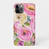 Waterverf Rozen in roze en roomroze glitter Case-Mate iPhone Case (Achterkant)