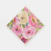 Waterverf Rozen in roze en roomroze glitter Servet (Hoek)