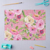 Waterverf Rozen in roze en roomroze glitter Tissuepapier (Craft)