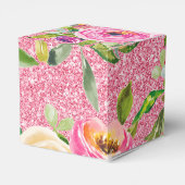 Waterverf Rozen in Roze Glitter Gepersonaliseerd Bedankdoosjes (Achterkant)