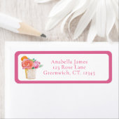 Waterverf Rozen in vaas Etiket (Insitu)