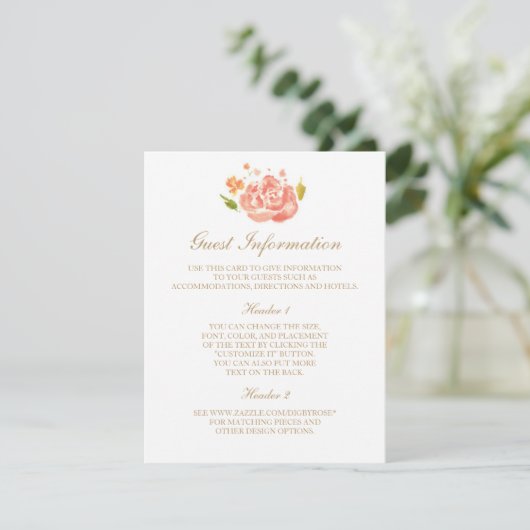 Waterverf Rozen Informatiekaart Informatiekaartje (Staand voorkant)