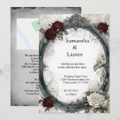 Waterverf Rozen ingelijst Gothic bruiloft Kaart (Voorkant / Achterkant)