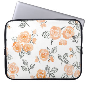Waterverf Rozen: inkt witte achtergrond Laptop Sleeve