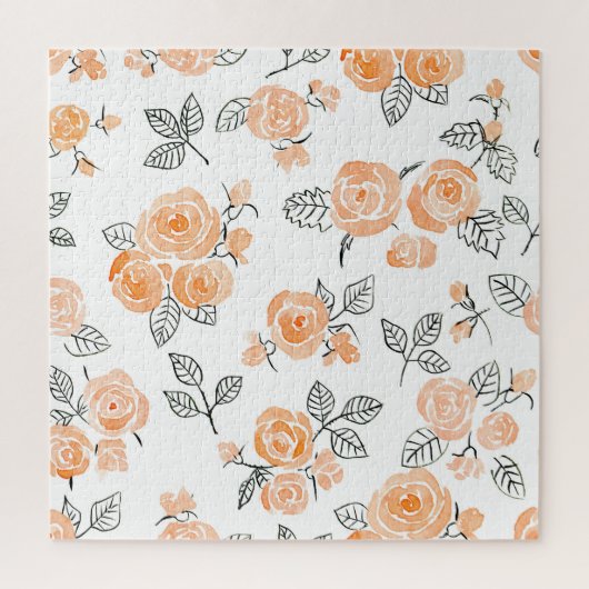 Waterverf Rozen: inkt witte achtergrond Legpuzzel (Verticaal)