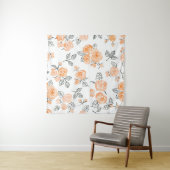 Waterverf Rozen: inkt witte achtergrond Wandkleed (In Situ (horizontaal))