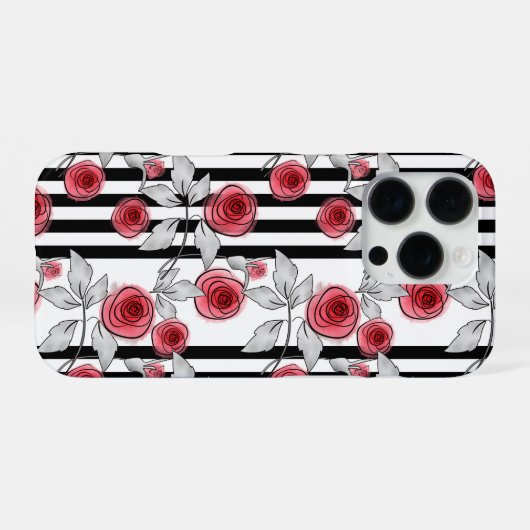 Waterverf rozen iPhone hoesje (Achterkant horizontaal)