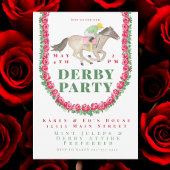 Waterverf Rozen Jockey Horse Derby Party Kaart