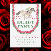 Waterverf Rozen Jockey Horse Derby Party