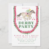 Waterverf Rozen Jockey Horse Derby Party Kaart (Voorkant)
