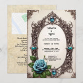  Waterverf Rozen Juwelen Trim Wedding Kaart (Voorkant / Achterkant)