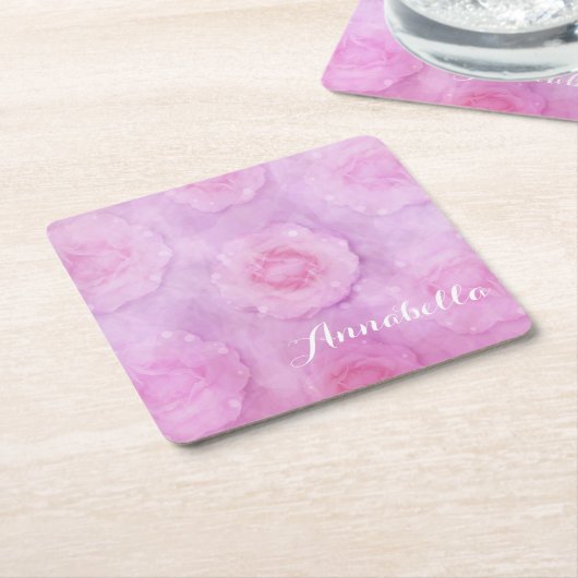 Waterverf rozen kartonnen onderzetters (Schuin)