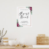 Waterverf rozen Klantenboekkalligrafie Poster (Keuken)