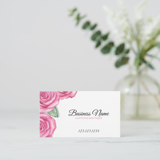 Waterverf Rozen Kledingwinkel Visitekaartje (Staand voorkant)