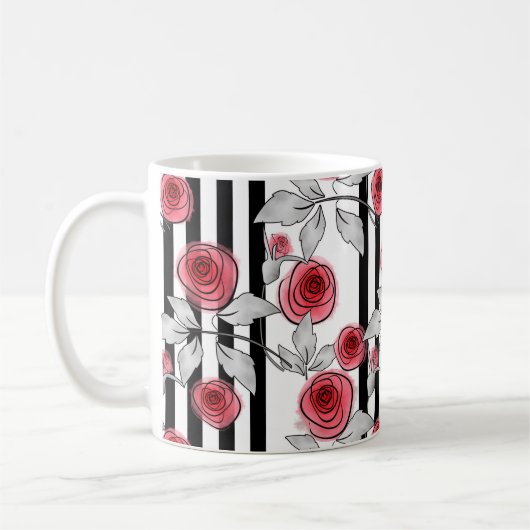 Waterverf rozen koffiemok (Links)