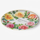 Waterverf Rozen Krans Elegant Papieren Bordje (Gekanteld)