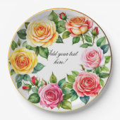 Waterverf Rozen Krans Elegant Papieren Bordje (Voorkant)