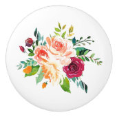 Waterverf Rozen Land keramische schedel Knop (Voorkant)