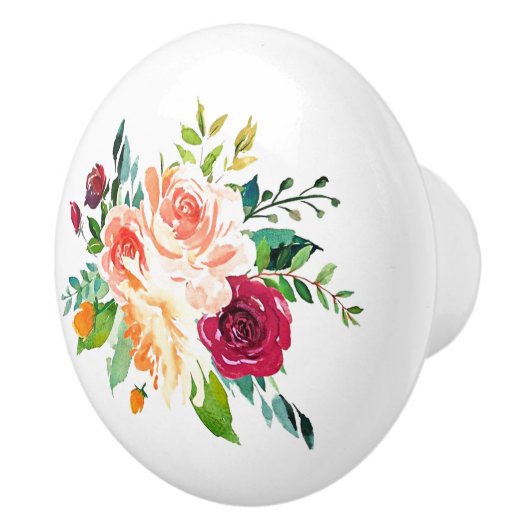 Waterverf Rozen Land keramische schedel Knop (Rechts)