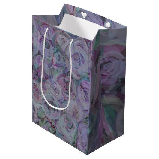 Waterverf Rozen lavender Medium Cadeauzakje (Voorkant Gekanteld)