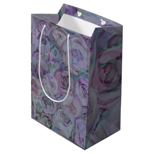 Waterverf Rozen lavender Medium Cadeauzakje (Achterkant Gekanteld)