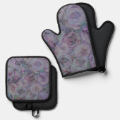 Waterverf Rozen lavender Ovenwant & Pannenlap Set (Voorkant / Achterkant)