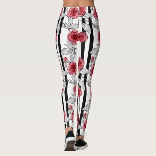 Waterverf rozen leggings (Achterkant)