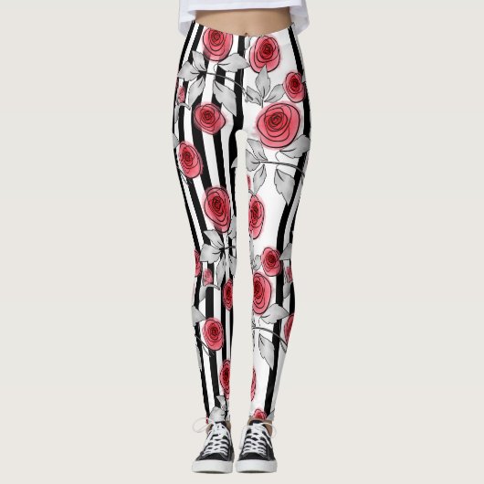 Waterverf rozen leggings (Voorkant)