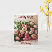 Waterverf Rozen Lente Boeket 50e Kaart (Gele Bloem)