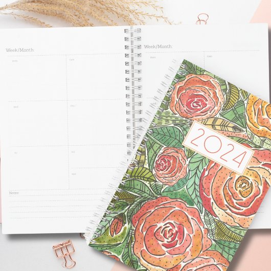 Waterverf Rozen Maandplanner Planner