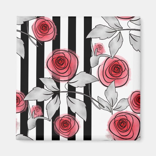 Waterverf rozen magneet (Voorkant)