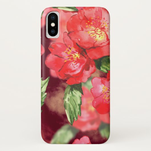 Waterverf Rozen met de groenen Case-Mate iPhone Case (Achterkant)